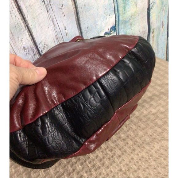 Vintage Bueno Bag Burgundy Black Leather Crossbody So Pretty! - Picture 7 of 16